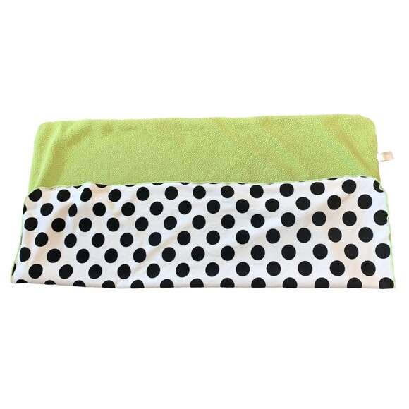 Little Miss Matched White Black Green Polka Dot Sherpa Minky Plush Baby Blanket - Picture 2 of 3